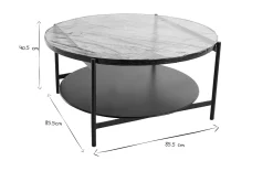 Store Miliboo Mesa de centro redonda con doble tablero de cristal reciclado y metal negro 85 cm WELLE