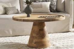 Cheap Miliboo Mesa de centro redonda de madera maciza 80 cm de diámetro MATERA