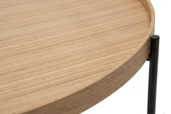 Outlet Miliboo Mesa de centro redonda de madera clara y metal negro 75 cm BASSY