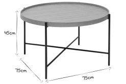 Outlet Miliboo Mesa de centro redonda de madera clara y metal negro 75 cm BASSY