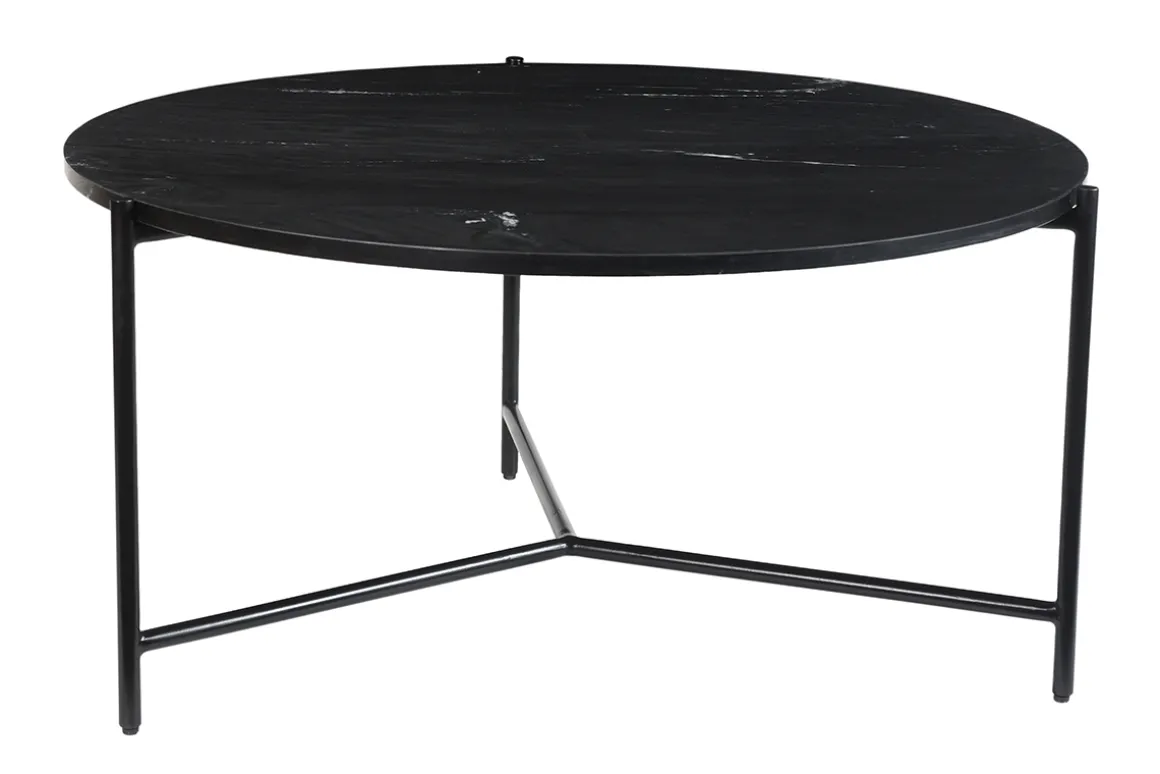 Shop Miliboo Mesa de centro redonda de mármol negro 90 cm diám. BUMCELLO
