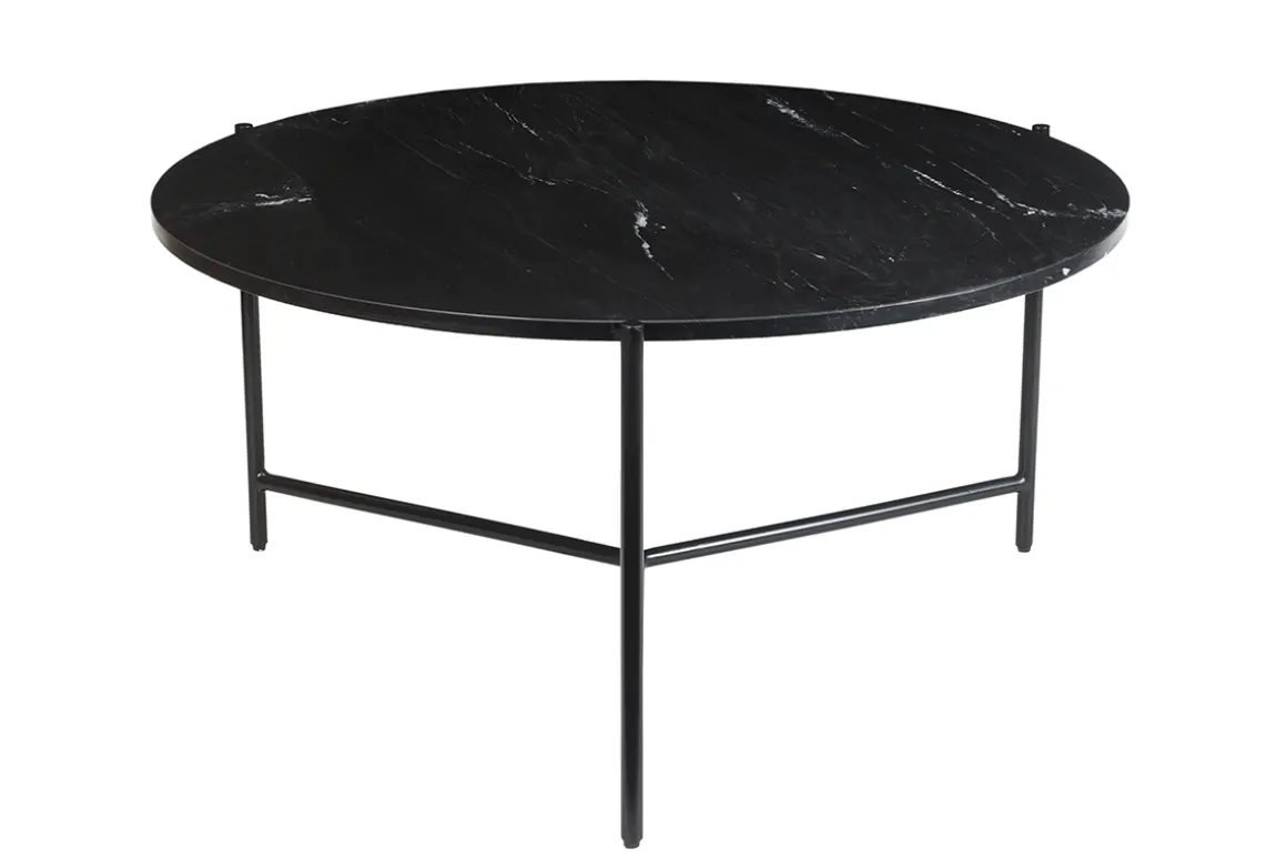 Shop Miliboo Mesa de centro redonda de mármol negro 90 cm diám. BUMCELLO