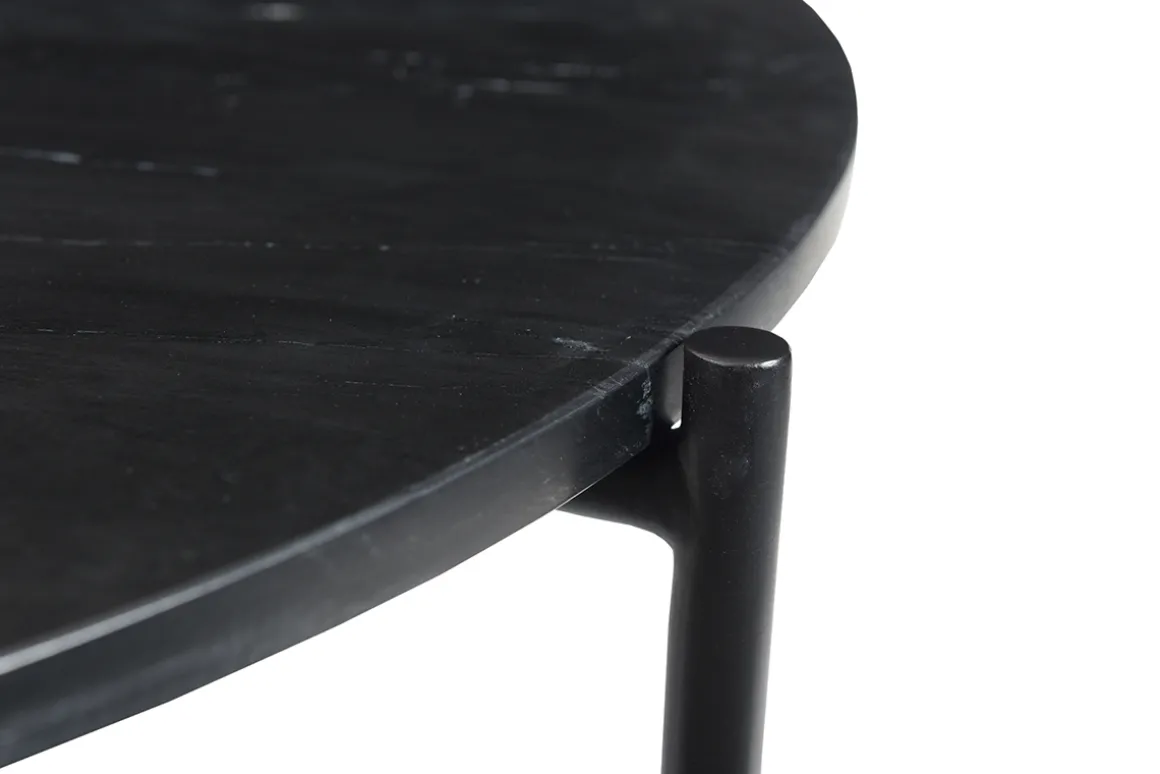 Shop Miliboo Mesa de centro redonda de mármol negro 90 cm diám. BUMCELLO