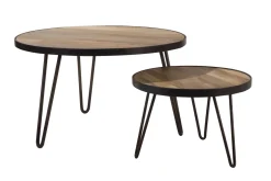 Cheap Miliboo Mesa de centro redonda diseño industrial 80x45 cm ATELIER