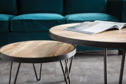 Cheap Miliboo Mesa de centro redonda diseño industrial 80x45 cm ATELIER