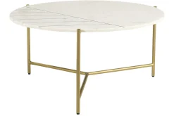 Flash Sale Miliboo Mesa de centro redonda en mármol blanco SILLON