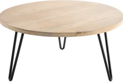 Outlet Miliboo Mesa de centro redonda mango patas horquilla metal VIBES
