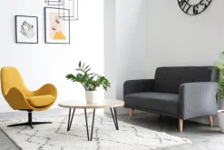 Outlet Miliboo Mesa de centro redonda mango patas horquilla metal VIBES