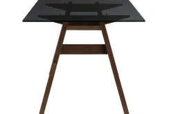 Flash Sale Miliboo Mesa de comedor cristal ahumado negro y madera L160 cm BACCO