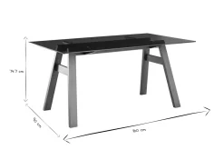 Flash Sale Miliboo Mesa de comedor cristal ahumado negro y madera L160 cm BACCO