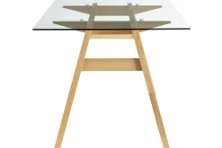 Flash Sale Miliboo Mesa de comedor cristal transparente y madera L160 cm BACCO