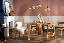 Flash Sale Miliboo Mesa de comedor cristal transparente y madera L160 cm BACCO