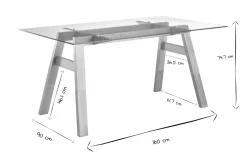 Flash Sale Miliboo Mesa de comedor cristal transparente y madera L160 cm BACCO