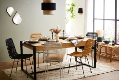 Hot Miliboo Mesa de comedor de madera de mango maciza y metal negro 175 cm BERGEN