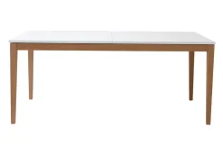 Sale Miliboo Mesa de comedor diseño extensible blanca patas madera L180-260 DELAH