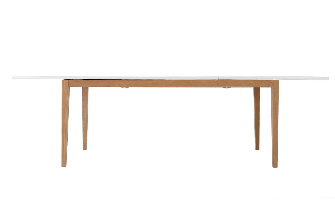 Sale Miliboo Mesa de comedor diseño extensible blanca patas madera L180-260 DELAH