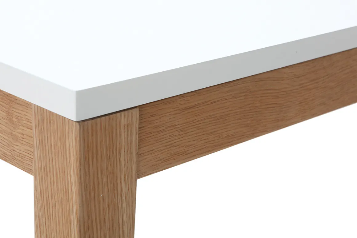 Sale Miliboo Mesa de comedor diseño extensible blanca patas madera L180-260 DELAH