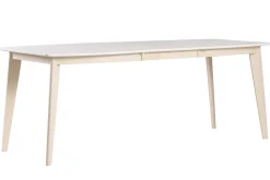Outlet Miliboo Mesa de comedor diseño extensible blanca y madera clara L150-200 LEENA