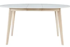 Online Miliboo Mesa de comedor diseño redonda extensible blanca y madera L120-150 LEENA