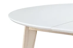Online Miliboo Mesa de comedor diseño redonda extensible blanca y madera L120-150 LEENA