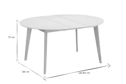 Online Miliboo Mesa de comedor diseño redonda extensible blanca y madera L120-150 LEENA