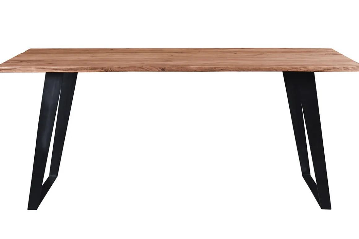 Shop Miliboo Mesa de comedor en acacia y metal negro L175 KORA