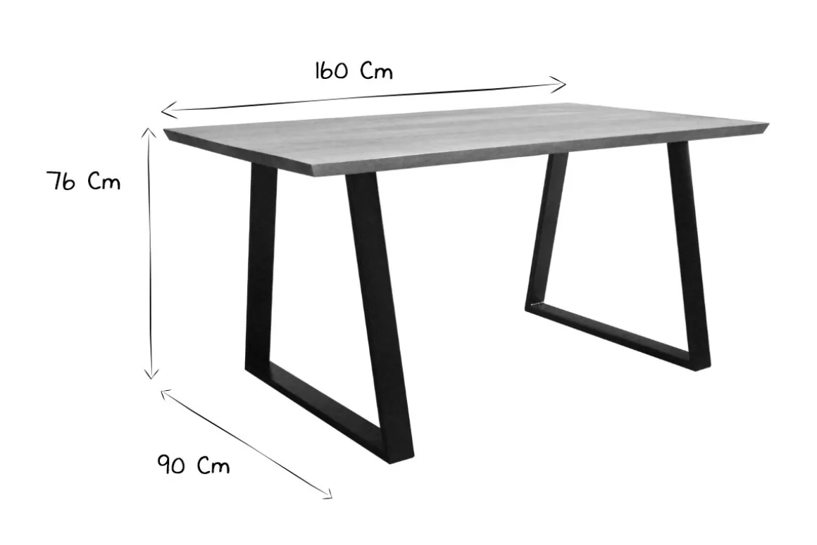 Fashion Miliboo Mesa de comedor en mango y metal negro L160 cm VIJAY
