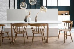 Sale Miliboo Mesa de comedor extensible madera clara y blanco L160-240 cm LAHO