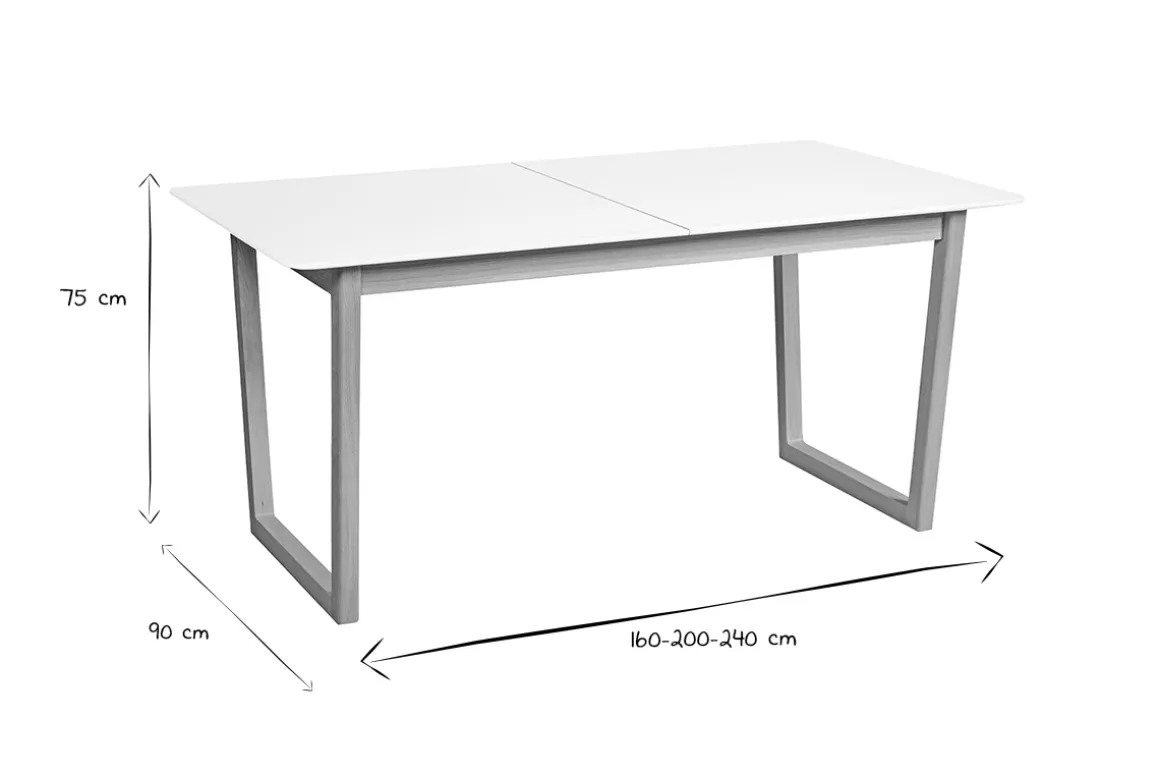 Sale Miliboo Mesa de comedor extensible madera clara y blanco L160-240 cm LAHO