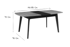 Online Miliboo Mesa de comedor extensible madera y negro L140-180 cm MEENA