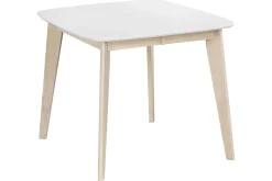 Sale Miliboo Mesa de comedor extensible nórdica blanca y madera L90-130 LEENA
