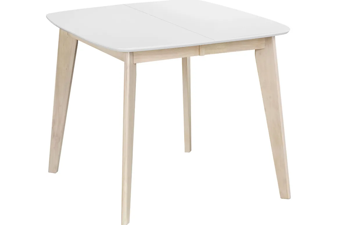 Sale Miliboo Mesa de comedor extensible nórdica blanca y madera L90-130 LEENA