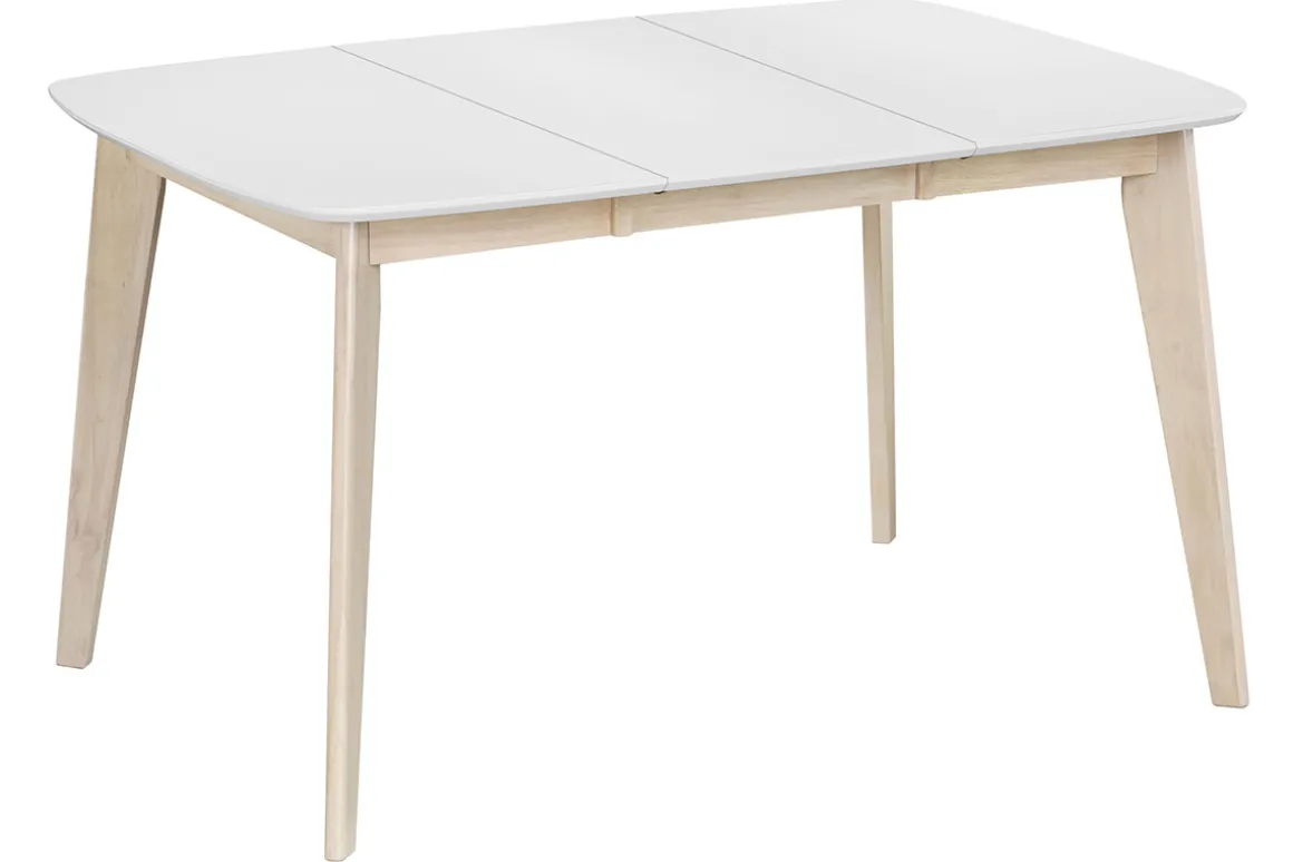 Sale Miliboo Mesa de comedor extensible nórdica blanca y madera L90-130 LEENA
