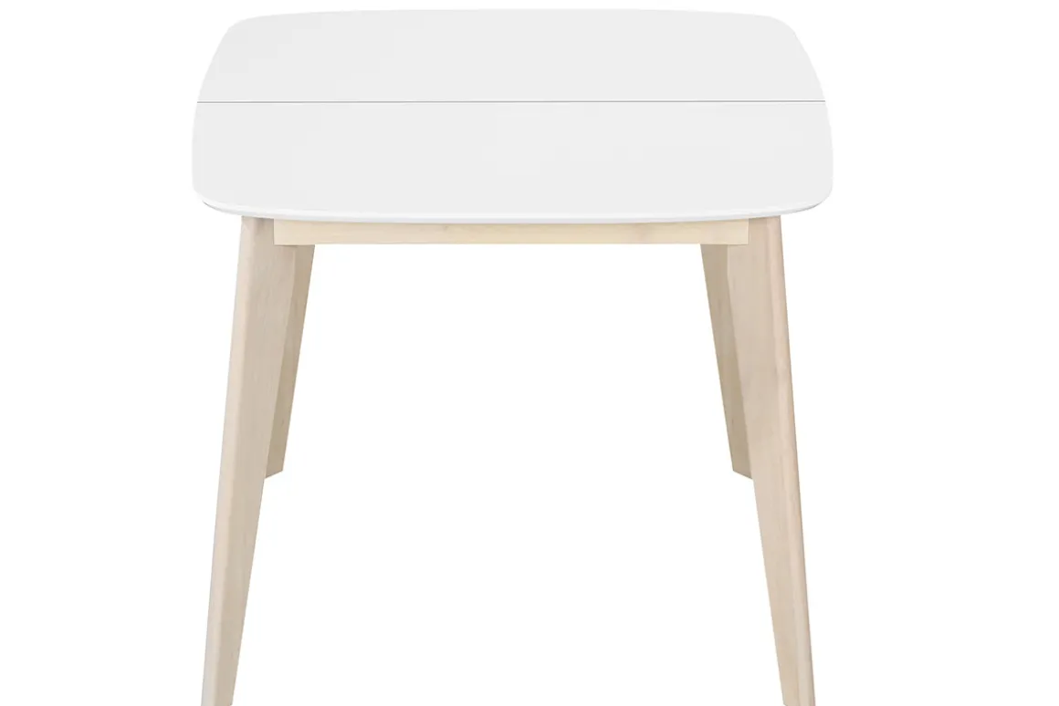 Sale Miliboo Mesa de comedor extensible nórdica blanca y madera L90-130 LEENA