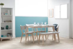Sale Miliboo Mesa de comedor extensible nórdica blanca y madera L90-130 LEENA