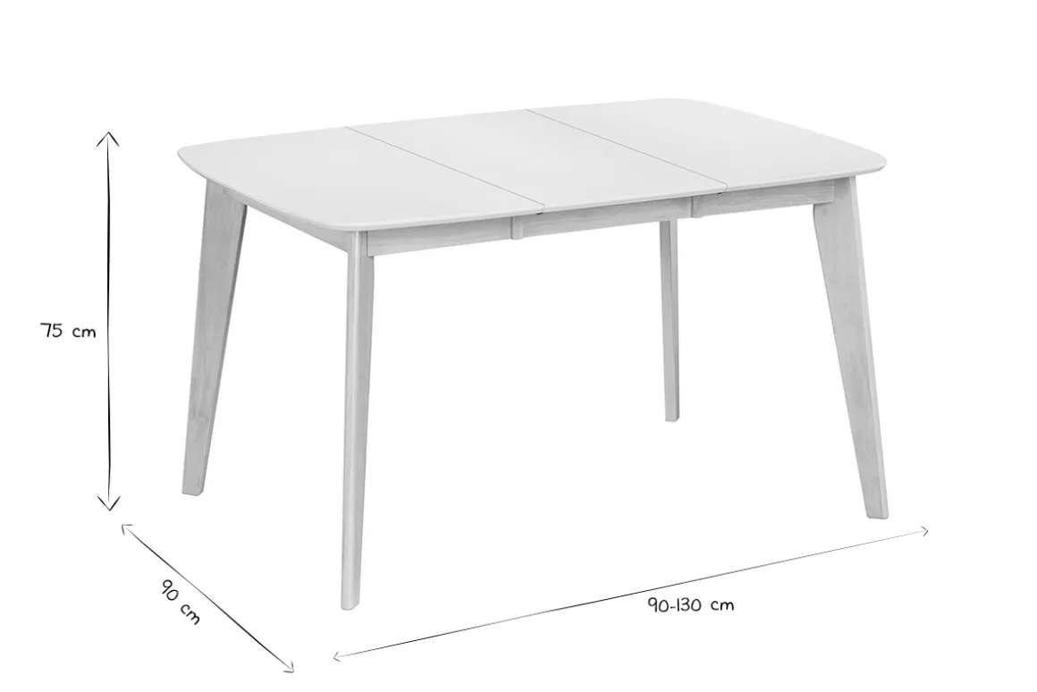 Sale Miliboo Mesa de comedor extensible nórdica blanca y madera L90-130 LEENA