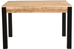 Discount Miliboo Mesa de comedor extensible en acacia maciza y metal negro L120-210 cm TRAP