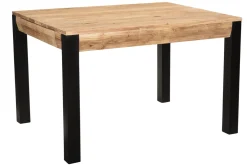 Discount Miliboo Mesa de comedor extensible en acacia maciza y metal negro L120-210 cm TRAP