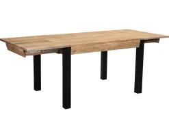 Discount Miliboo Mesa de comedor extensible en acacia maciza y metal negro L120-210 cm TRAP