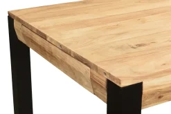 Discount Miliboo Mesa de comedor extensible en acacia maciza y metal negro L120-210 cm TRAP