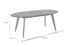 Store Miliboo Mesa de comedor extensible diseño roble L150-200 MARIK