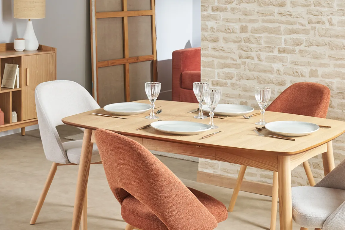 Sale Miliboo Mesa de comedor extensible fresno natural L90-130 cm NORDECO