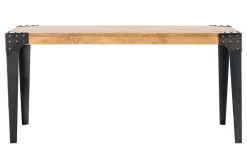 Discount Miliboo Mesa de comedor industrial acero y madera L160 MADISON