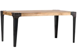 Discount Miliboo Mesa de comedor industrial acero y madera L160 MADISON