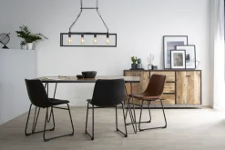 Best Miliboo Mesa de comedor industrial rectangular madera metal L160 ATELIER