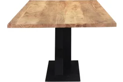 Discount Miliboo Mesa de comedor industrial rectangular de madera de acacia maciza y metal negro 200 cm VALLEY