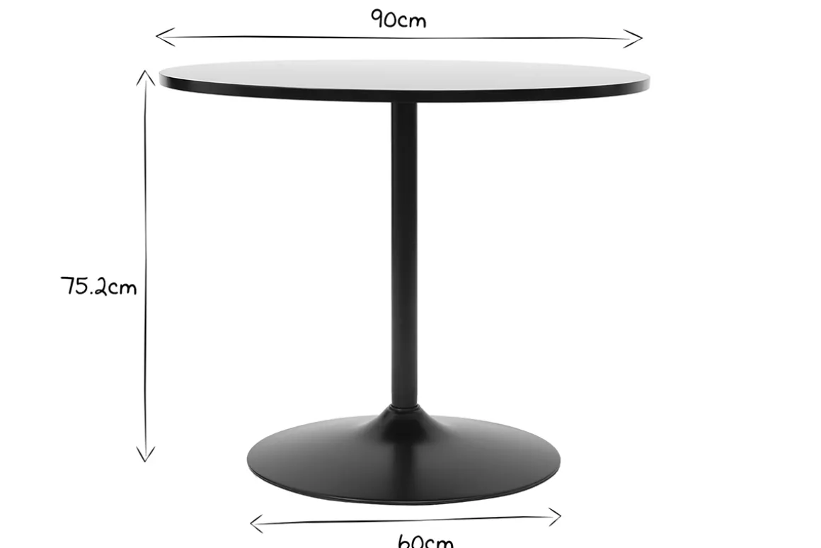 Cheap Miliboo Mesa de comedor moderna redonda negra D90 CALISTA