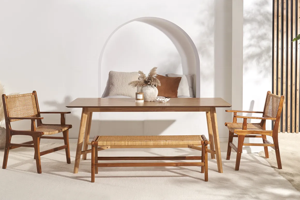 New Miliboo Mesa de comedor nórdica con acabado fresno 120 cm ELION