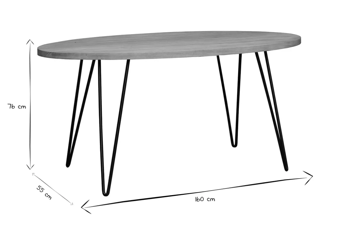 New Miliboo Mesa de comedor oval en mango macizo L160 x l90 cm VIBES