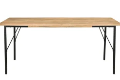 Discount Miliboo Mesa de comedor rectangular de madera maciza de mango y metal negro 180 cm JUDE